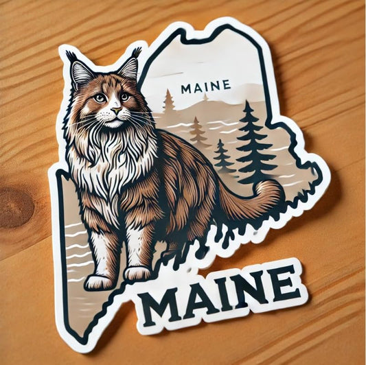 Vinyl sticker: Maine Coon Cat Sticker Vinyl Decal for Laptop, Wall, Car, Window, Bumper, Waterproof Truck, Auto, Water Bottle. Variation 13 (4)