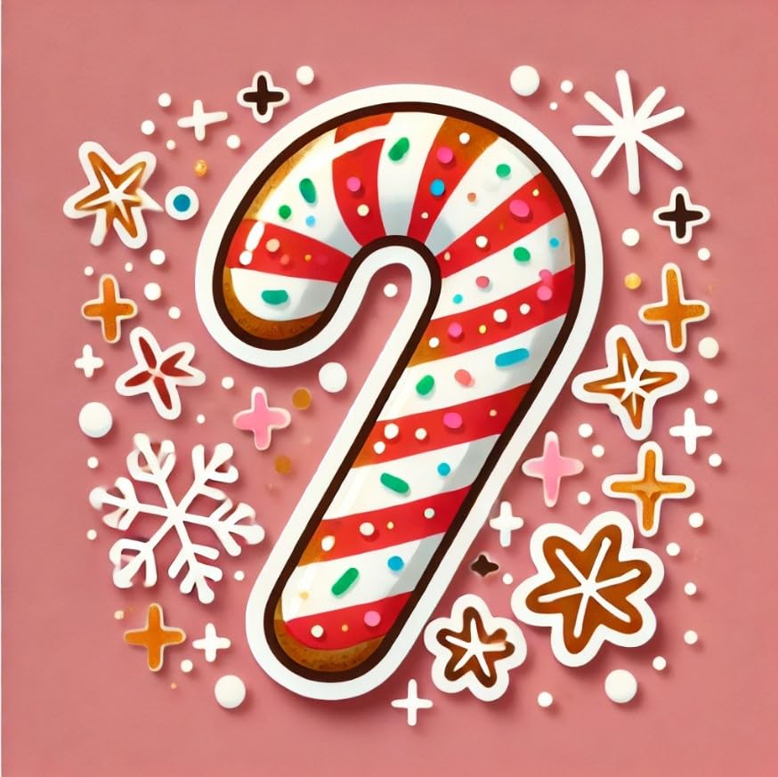 Vinyl sticker: Gingerbread Candy Cane Sticker for Laptop, Wall, Car, Window, Bumper, Decal, Waterproof Auto, and Water Bottle