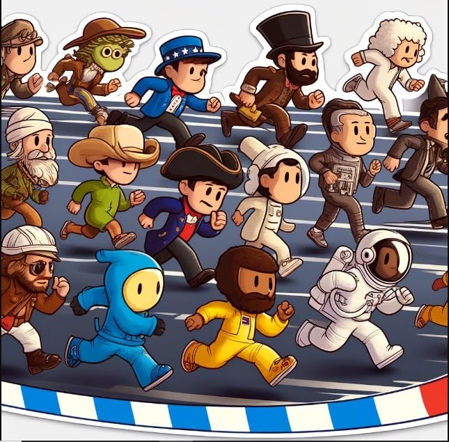 Vinyl sticker: Historical U.S. Events Marathon Decal: Colorful Animated Race Sticker for Laptop, Car, Window, Wall - Waterproof and UV Resistant