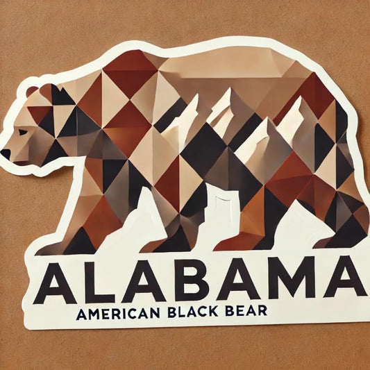 Vinyl sticker: Geometric Alabama Black Bear Wall, Car, Window, Bumper Sticker – Polygonal Art Design for Laptops and Water Bottles