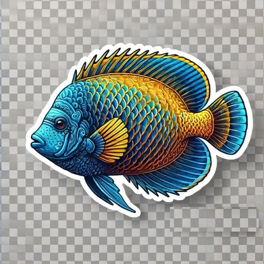 Vinyl sticker: Colorful Tropical Fish Sticker for Laptop, Wall, Car, Window, Bumper, Truck, Waterproof Decal - Detailed Design (4)