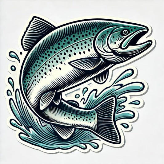 Vinyl sticker: Abstract Atlantic Salmon Waterproof Laptop Wall Car Window Bumper Sticker Decal Truck Auto Water Bottle