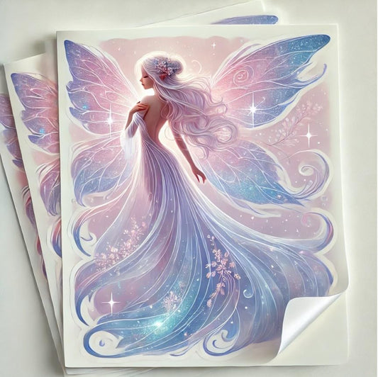 Vinyl sticker: Enchanting Fairy Sticker with Translucent Wings for Laptop, Wall, Car, Window, Bumper, Waterproof Truck Decal, Auto Water Bottle Decor