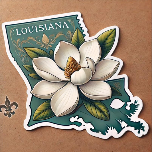 Vinyl sticker: Magnolia Louisiana State Flower Vinyl Sticker for Laptop Car Window Bumper Truck Waterproof Auto Water Bottle (4)