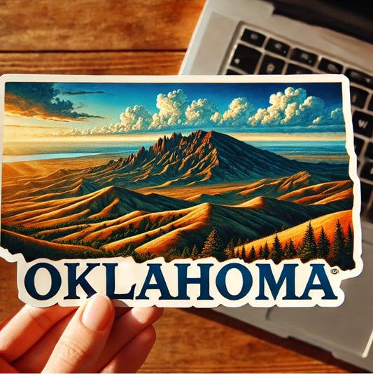 Vinyl sticker: Oklahoma Scenic Mountains Laptop Wall Car Window Bumper Sticker Decal Truck Waterproof Auto Water Bottle (6)