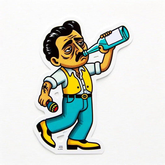 Vinyl sticker: Maracas Cheerful Drunkard El Borracho Mexican Art Vinyl Stickers Waterproof Fade-Resistant Decals for Cars Laptops Windows Humorous Cultural Decor (4")