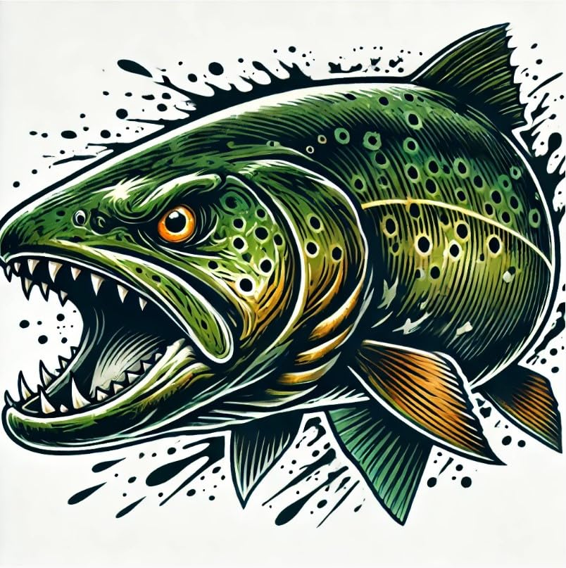 Vinyl sticker: Green Trout Warrior Laptop Wall Car Window Bumper Sticker Decal Truck Waterproof Auto Water Bottle
