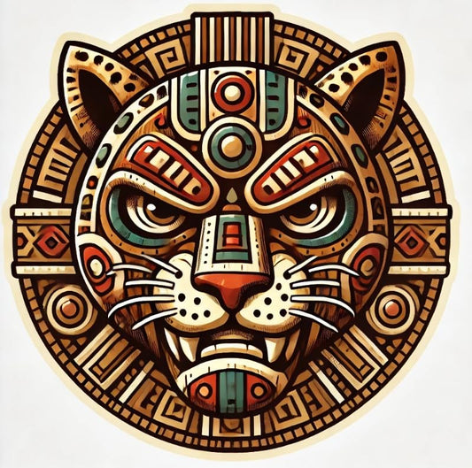 Vinyl sticker: Aztec Jaguar Mask Vinyl Decal for Laptop, Wall, Car, Window, Bumper, Waterproof Sticker for Truck, Auto, Water Bottle (6)