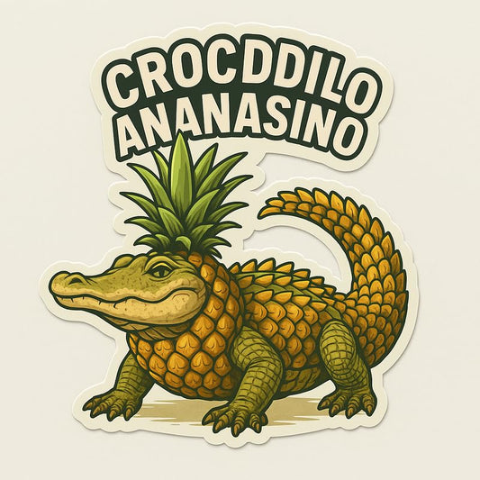 Vinyl sticker: Laptop Wall Car Window Bumper Sticker Decal Truck Waterproof Auto Water Bottle Crocodilo Ananasino Funny Pineapple Crocodile Fruit Hybrid Meme Vinyl