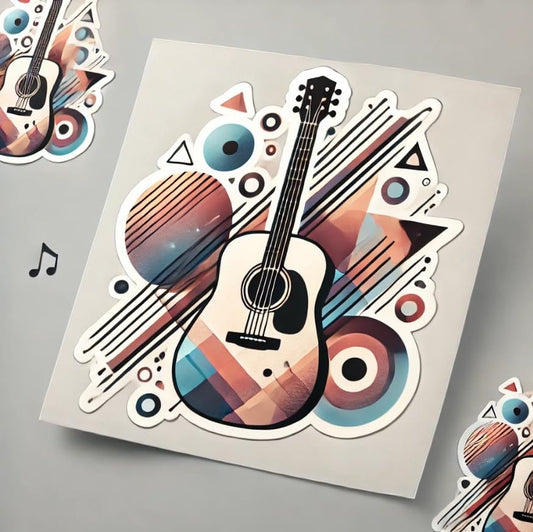 Vinyl sticker: Abstract Guitar Sticker - Artistic Geometric Design for Laptop, Wall, Car, Window, Bumper, Waterproof Decal for Auto, Water Bottle