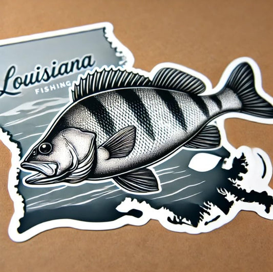 Vinyl sticker: White Perch Louisiana Fishing Decal Sticker for Laptop Car Window Bumper Truck Waterproof Auto Water Bottle. Variation 6