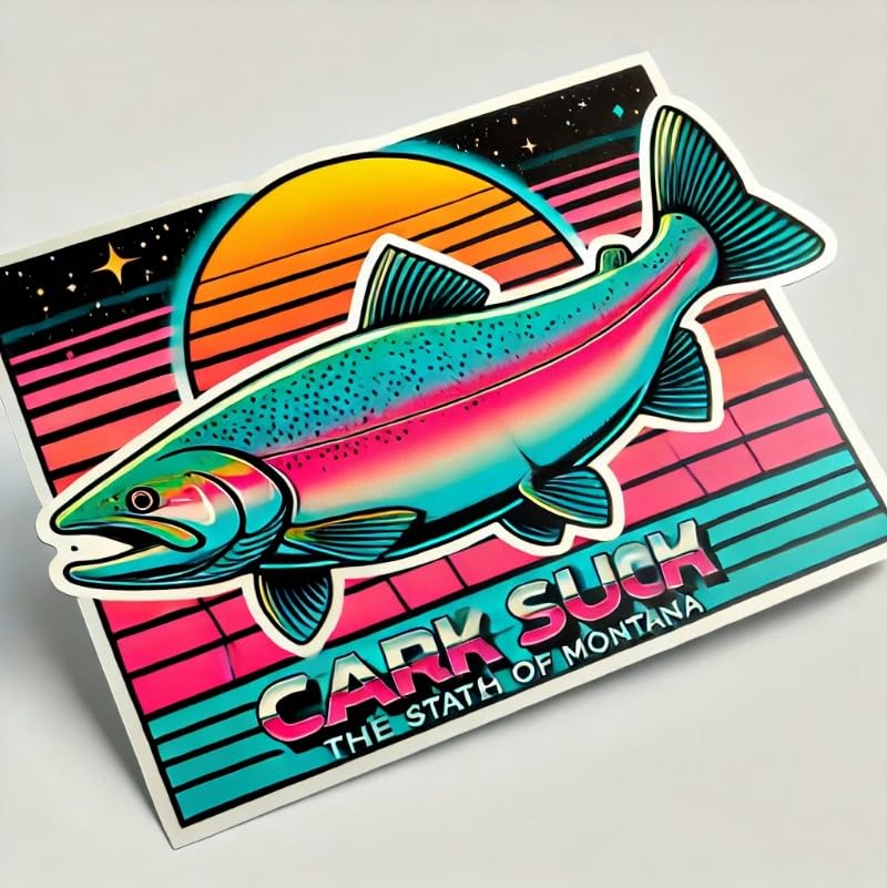 Vinyl sticker: Clark's Salmon Retro 80s Sticker for Laptop, Wall, Car, Window, Bumper, Decal, Truck, Waterproof, Auto, Water Bottle (4)