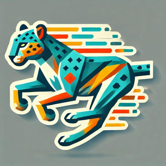 Vinyl sticker: Geometric Running Leopard Sticker for Laptop, Wall, Car, Window, Bumper, Decal, Waterproof Truck Vinyl for Auto and Water Bottle