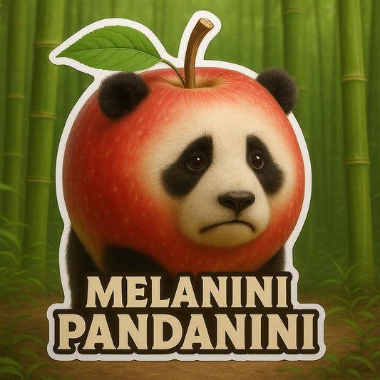 Vinyl sticker: Melanini Pandanini Sticker – Funny Panda Apple Hybrid Vinyl Decal for Laptop, Wall, Car, Window, Bumper – Realistic Waterproof Sticker for Truck, Auto, Water Bottle – Bamboo Meme Art – Variation 2