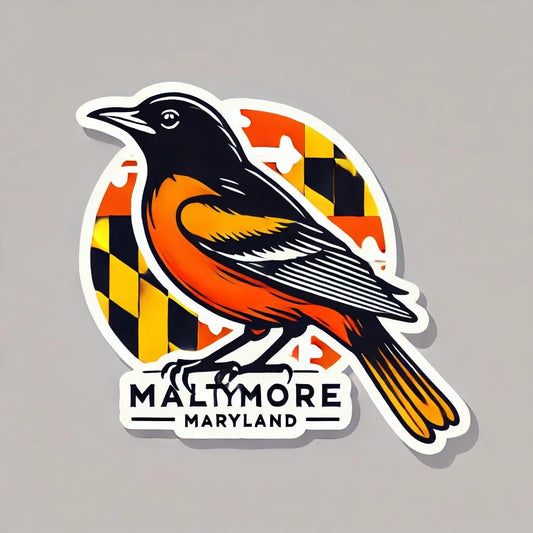 Vinyl sticker: Baltimore Oriole Maryland Bird Sticker for Window Car Bumper Truck Auto Water Laptop Bottle Durable Vinyl Decal
