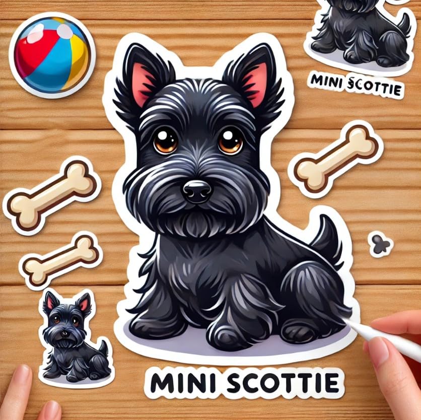 Vinyl sticker: Mini Scottie Sticker Decal – Cute Scottish Terrier Design for Laptop, Wall, Car, Window, Bumper, Truck, Waterproof, Auto, Water Bottle. Variation 7