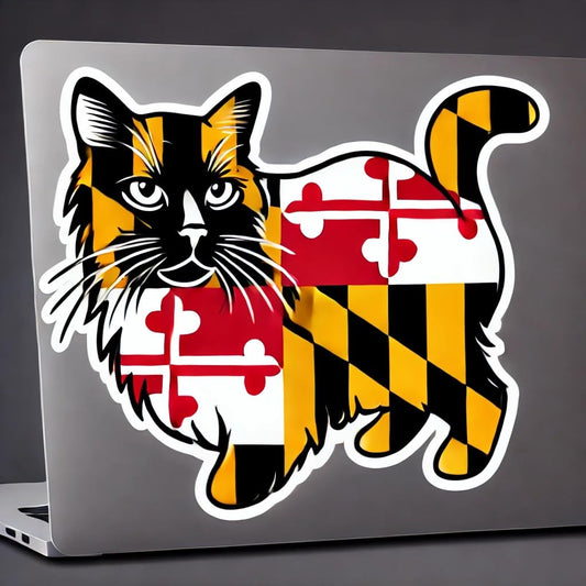 Vinyl sticker: Maryland State Tricolor Cat Durable Vinyl Sticker for Laptop Car Window Bumper Truck Auto Water Bottle Decal (8)