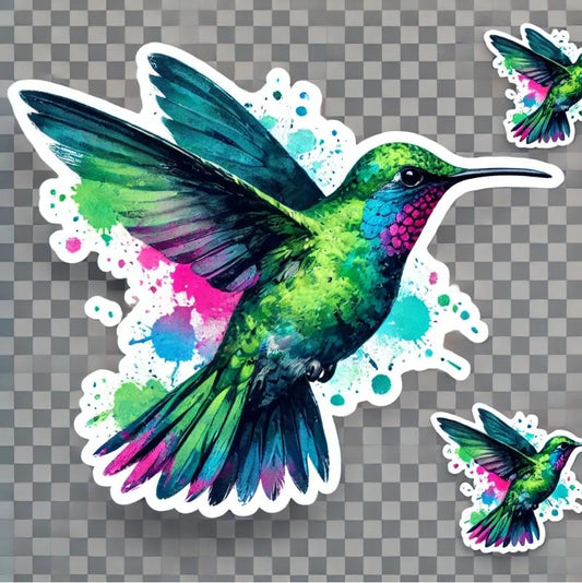 Vinyl sticker: Watercolor Hummingbird Sticker for Laptop, Wall, Car, Window, Bumper - Waterproof Decal for Auto, Truck, Water Bottle - Vibrant Art Vinyl for Indoor and Outdoor Use