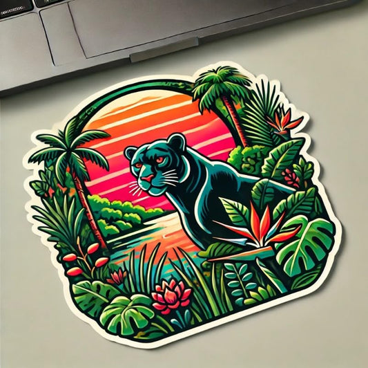 Vinyl sticker: Florida Panther Sticker - Vibrant Wildlife Design Decal for Laptop, Car, Window, Bumper, and Water Bottle