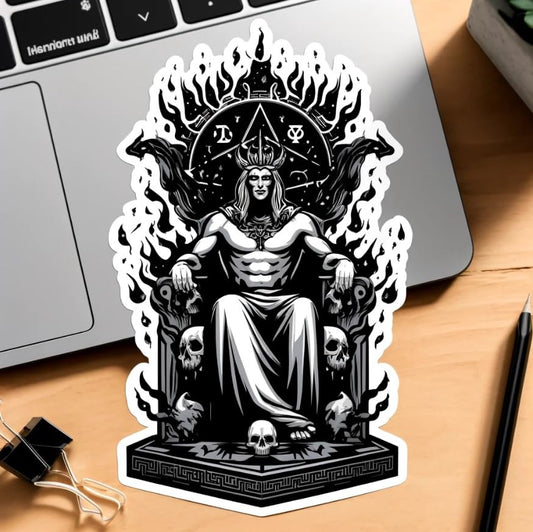Vinyl sticker: Dark Throne Hades Sticker for Laptop, Wall, Car, Window, Bumper, Decal, Truck, Waterproof Auto, and Water Bottle Design