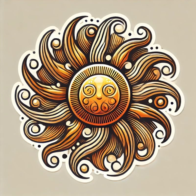 Vinyl sticker: Intricate Artistic Sun Sticker Decal for Car, Laptop, Window, Wall, Bumper, Waterproof Vinyl Decor