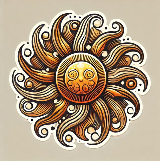 Vinyl sticker: Intricate Artistic Sun Sticker Decal for Car, Laptop, Window, Wall, Bumper, Waterproof Vinyl Decor