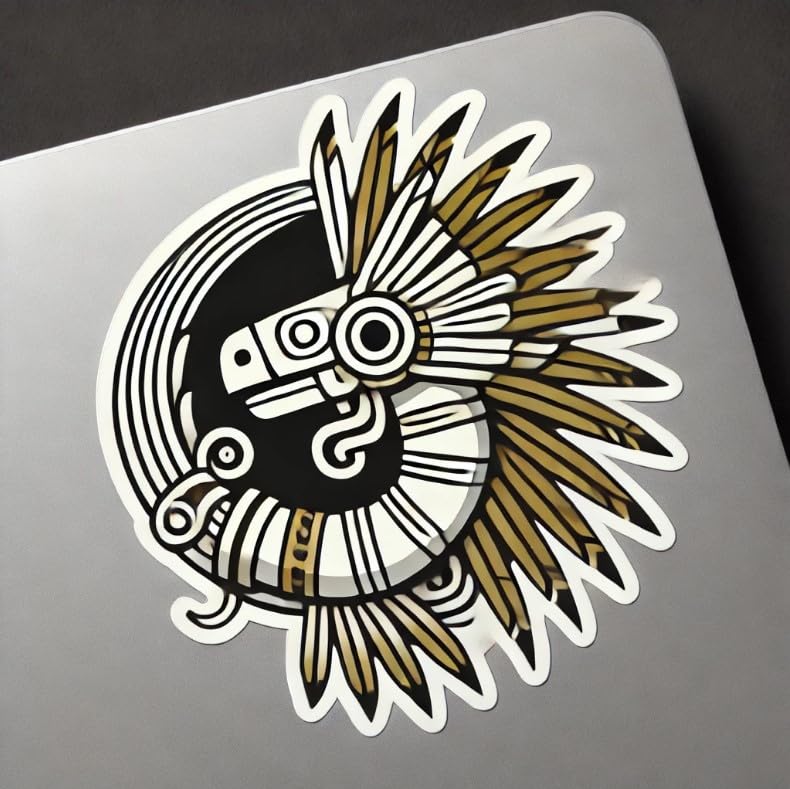Vinyl sticker: Aztec Quetzalcoatl Minimalist Vinyl Decal - Abstract Feathered Serpent in Simple Lines - Sleek Sticker for Wall, Car, Window, Bumper, Laptops