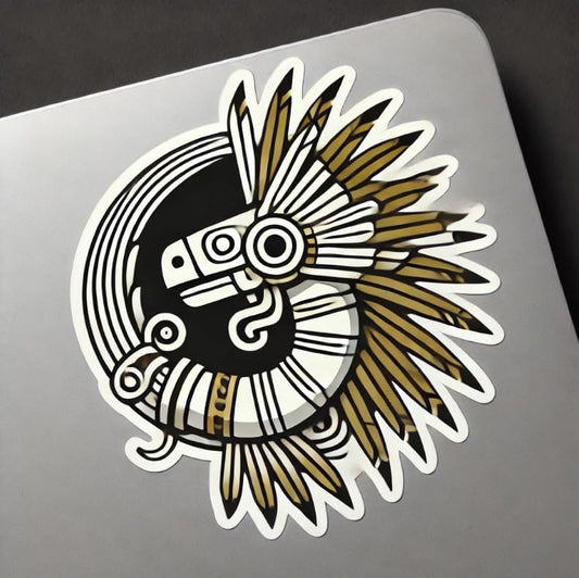 Vinyl sticker: Aztec Quetzalcoatl Minimalist Vinyl Decal - Abstract Feathered Serpent in Simple Lines - Sleek Sticker for Wall, Car, Window, Bumper, Laptops