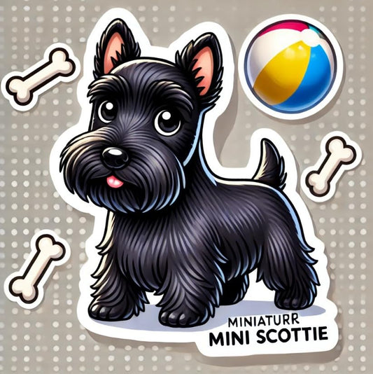 Vinyl sticker: Mini Scottie Sticker Decal – Cute Scottish Terrier Design for Laptop, Wall, Car, Window, Bumper, Truck, Waterproof, Auto, Water Bottle