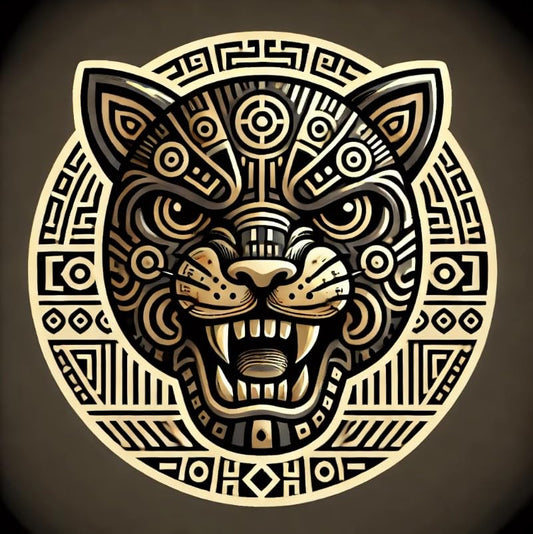 Vinyl sticker: Aztec Jaguar Mask Tribal Art Vinyl Sticker for Laptop, Wall, Car, Window, Bumper, Waterproof Decal for Truck, Auto, Water Bottle (6)