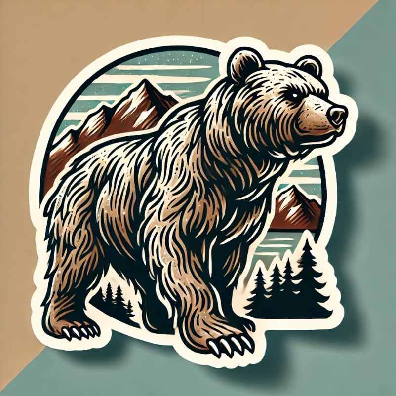 Vinyl sticker: Montana Grizzly Bear Laptop Wall Car Window Bumper Sticker Decal Truck Waterproof Auto Water Bottle. Variation 21