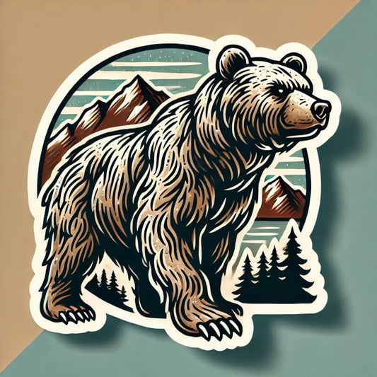 Vinyl sticker: Montana Grizzly Bear Laptop Wall Car Window Bumper Sticker Decal Truck Waterproof Auto Water Bottle. Variation 21