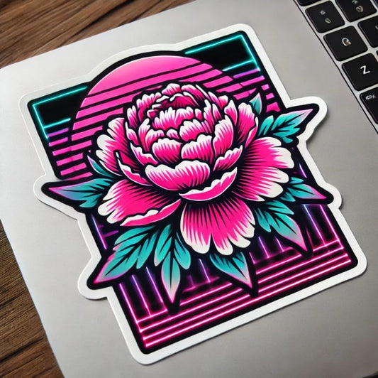 Vinyl sticker: Peony Indiana State Flower Vinyl Sticker for Laptop, Wall, Car, Window, Bumper, Decal, Truck, Waterproof, Auto, Water Bottle. Variation 20