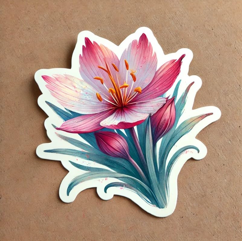 Vinyl sticker: Bitterroot Watercolor Flower Sticker for Laptop, Wall, Car, Window, Bumper, Decal, Truck, Waterproof, Auto, Water Bottle