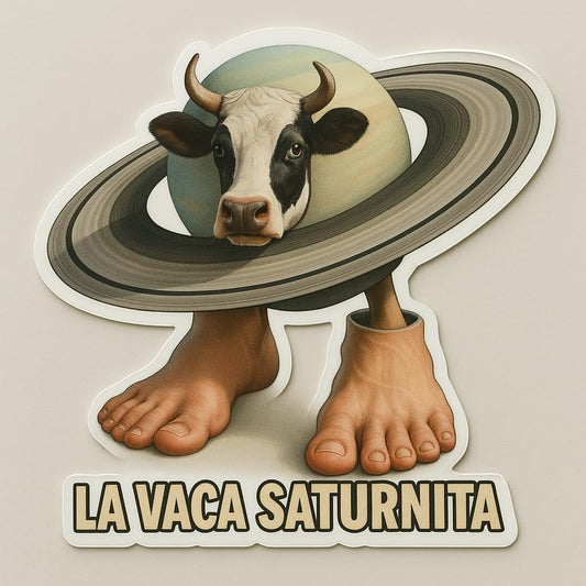 Vinyl sticker: La Vaca Saturnita Sticker – Surreal Cow Planet Hybrid Vinyl Decal for Laptop, Wall, Car, Window, Bumper, Water Bottle, Auto, Truck – Funny Saturn Meme Art – Waterproof – Variation 1