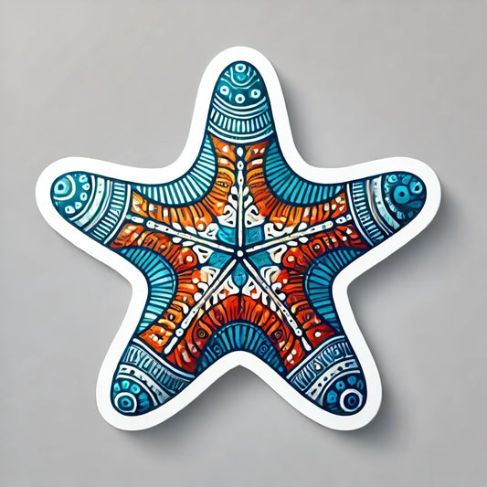 Vinyl sticker: Intricate Blue Starfish Laptop Wall Car Window Bumper Sticker Decal Truck Waterproof Auto Water Bottle