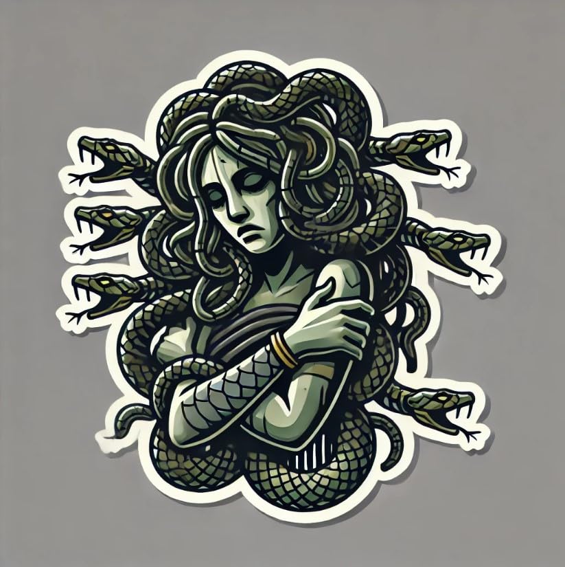 Vinyl sticker: Haunting Medusa Gaze Vinyl Sticker | Mythical Gorgon Decal for Car, Laptop, Window, Water Bottle (6)