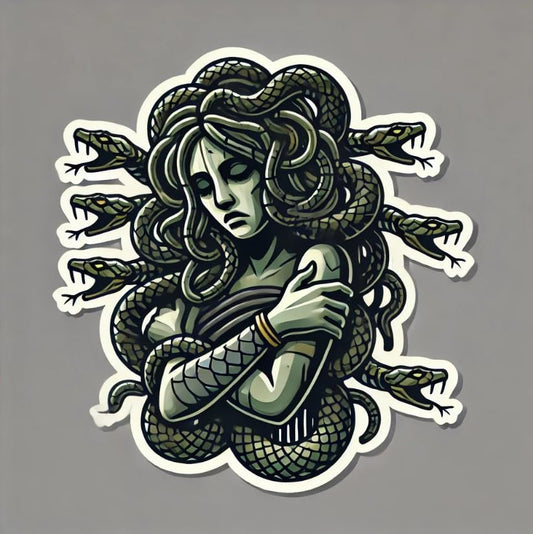 Vinyl sticker: Haunting Medusa Gaze Vinyl Sticker | Mythical Gorgon Decal for Car, Laptop, Window, Water Bottle (6)