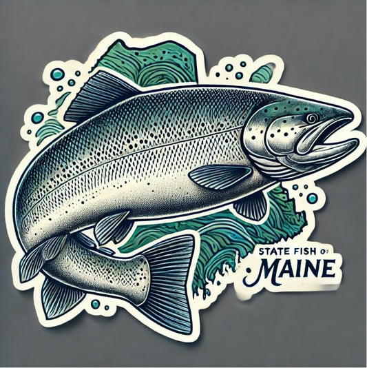 Vinyl sticker: Realistic Atlantic Salmon Swimming Waterproof Laptop Wall Car Window Bumper Sticker Decal Truck Auto Water Bottle