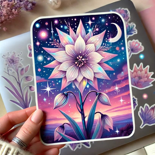 Vinyl sticker: Fantasy Yucca Flower Sticker for Laptop Car Window Wall Bumper Truck Auto Water Bottle – Magical Twilight Pastel Vinyl Decal New Mexico Bloom Waterproof (4)