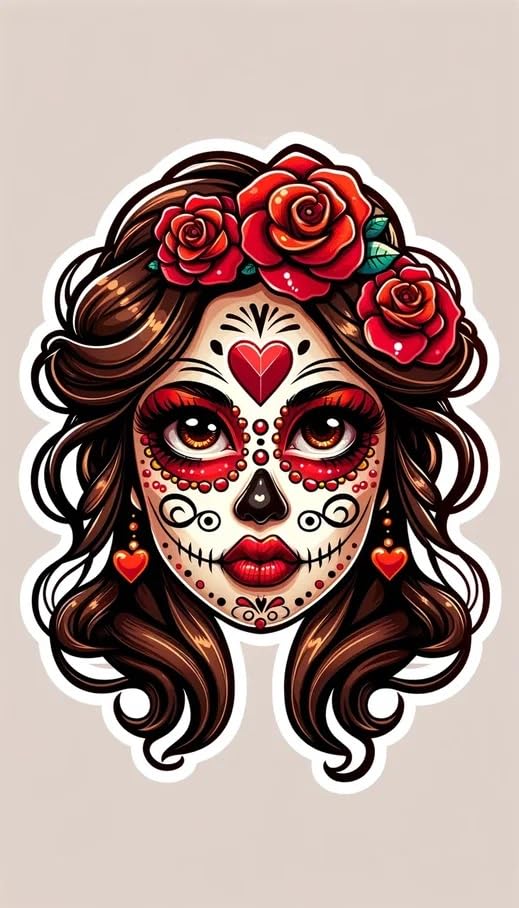 Vinyl sticker: Sticker Beautiful La Calavera Catrina Patriotic Mexico Vinyl Decal Waterproof Weather Resistant Letters Estado Aguila Mexican Flag Design Perfect for Car Truck Bumper Laptop Tumbler