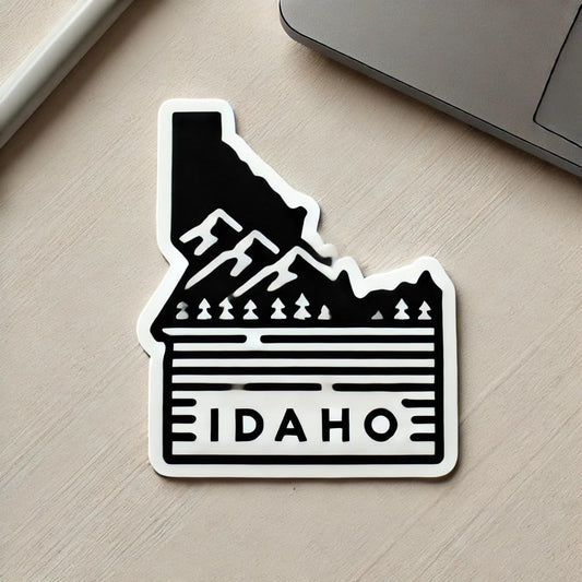 Vinyl sticker: Idaho Monochrome State Sticker - Minimalist Black Decal for Laptop, Wall, Car, Window, Bumper, Waterproof Truck, Water Bottle, Auto