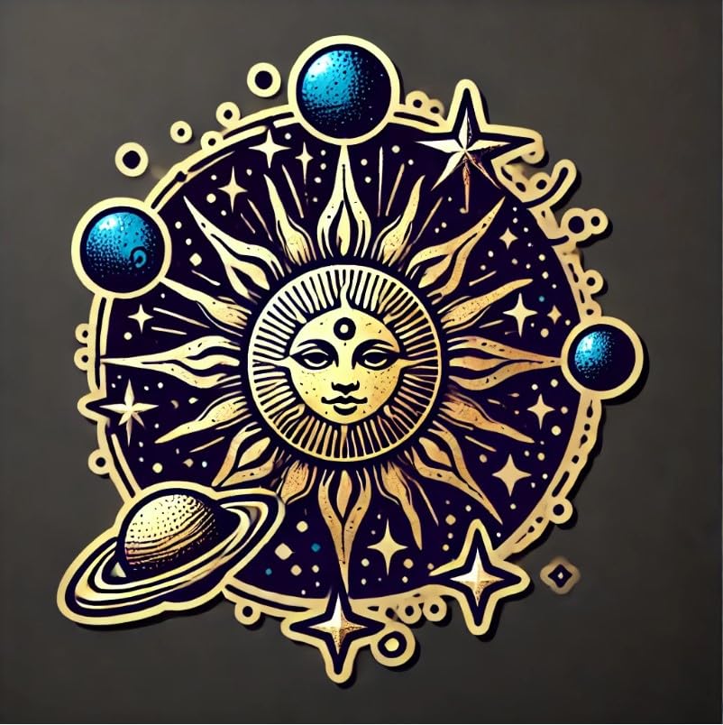 Vinyl sticker: Cosmic Sun Sticker Decal for Car, Laptop, Window, Wall, Bumper, Waterproof Vinyl Auto Decor