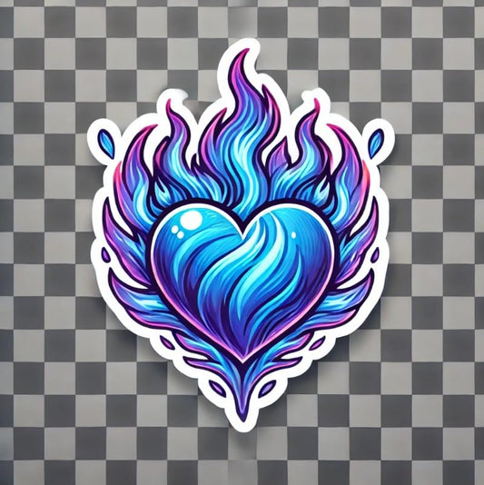 Vinyl sticker: Blue and Lavender Burning Heart Laptop Wall Car Window Bumper Sticker Decal Waterproof Auto Water Bottle (6)