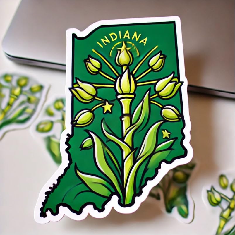 Vinyl sticker: Indiana Tulip Tree Waterproof Vinyl Sticker – Car, Laptop, Window, Bumper, and Water Bottle Decal