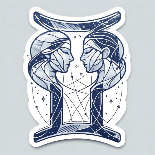Vinyl sticker: Gemini Zodiac Sign Sticker: Modern Constellation Decal for Laptops, Windows, and Water Bottles