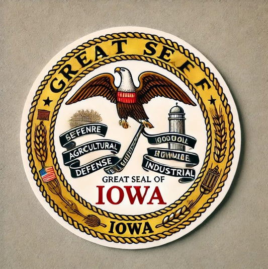 Vinyl sticker: Iowa State Seal Classic Official Laptop Wall Car Window Bumper Sticker Decal Truck Waterproof Auto Water Bottle (6)