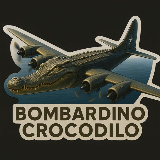 Vinyl sticker: Waterproof Bombardino Crocodilo Sticker for Laptop Wall Car Window Bumper Decal Truck Auto Water Bottle – Flying Reptile Bomber Over Ocean Nose Art 4in