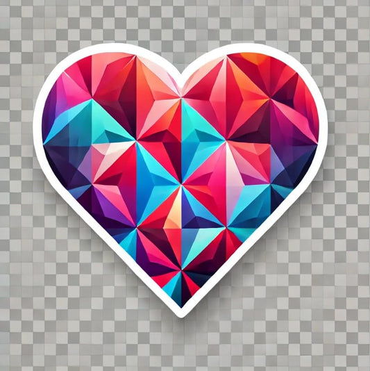 Vinyl sticker: Geometric Heart Sticker for Laptop, Wall, Car, Window, Bumper, Truck, Waterproof Decal - Modern Design