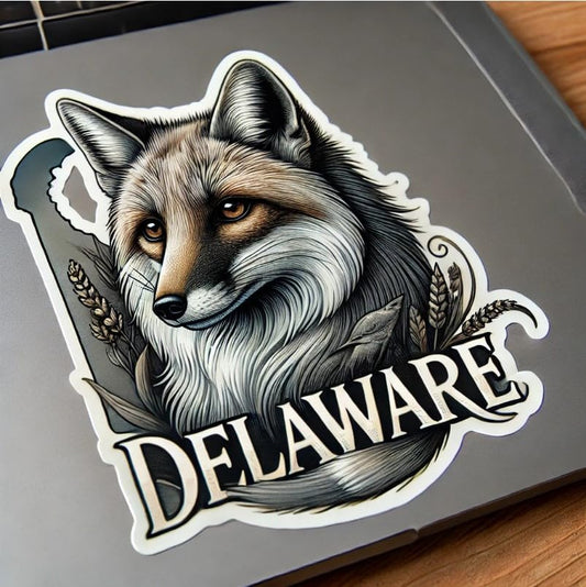 Vinyl sticker: Majestic Gray Fox Delaware Poised Laptop Wall Car Window Bumper Sticker Decal Truck Waterproof Auto Water Bottle (6)